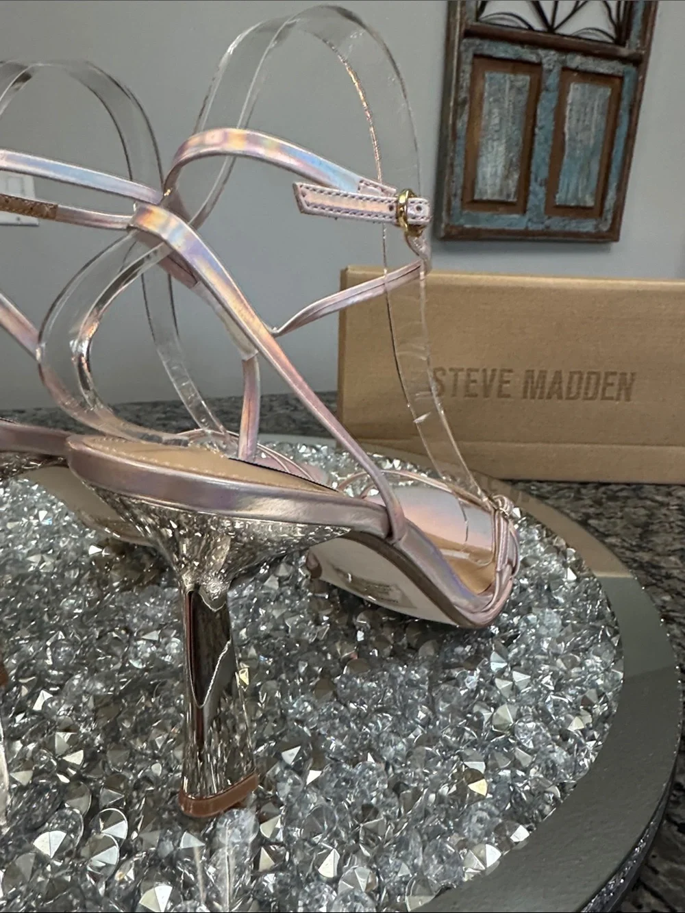 Steve Madden rose Iridescent Strap High Heel Sandals NEW 10
